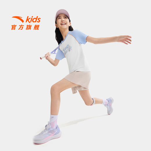 ANTA children's T-shirt girls' wear 2026 summer new product quick-drying simple and comfortable Yunrou cute casual short T cotton sugar white-1 120