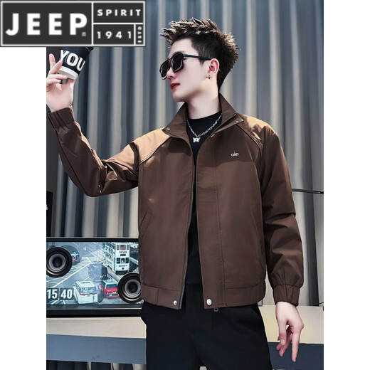 JEEP SPIRIT handsome embroidered stand collar jacket men's spring and autumn simple casual men's tops 2026 new trendy versatile jacket SF G102 jacket black M