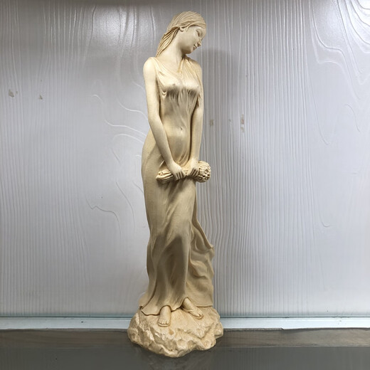 雕美女实木质雕刻摆件家居办公室人体艺术饰品文玩收藏工艺品 桧木精雕美女9926cm