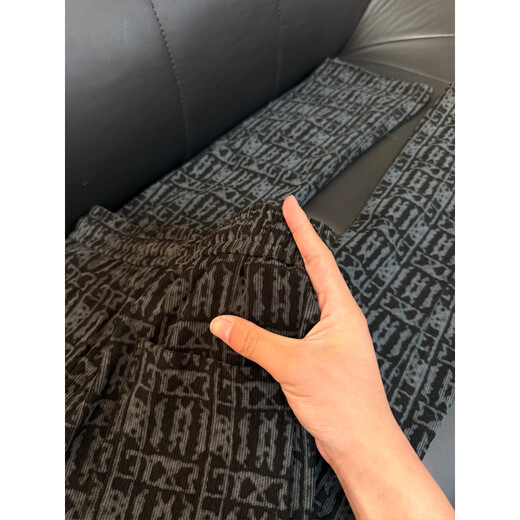 Katuchi American tie-dyed plaid casual pants for men in spring and autumn loose vertical straight wide legs high street lazy sports pants black XL