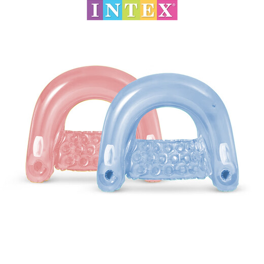 INTEX水上泳池浮排充气靠背躺椅浮床游泳圈泳圈成人儿童沙滩冲浪 粉色坐式浮排【送小脚泵】