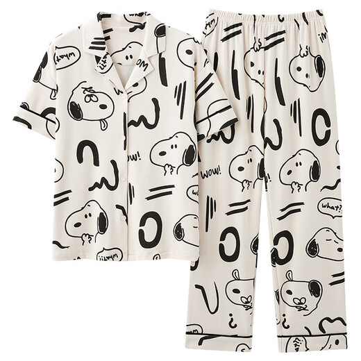 
Modal 100% cotton pajamas for women in summer short-sleeved trousers pure cotton sweet and cute casual thin home clothing set AM695 women L