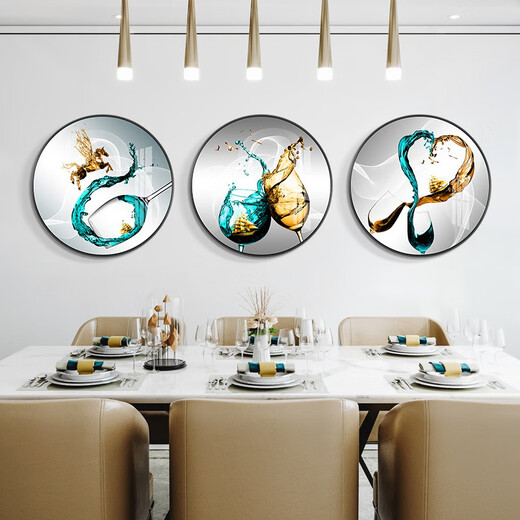 Mo Hua Lulin Restaurant Dekorative Gemälde moderner einfacher Esstisch Hängende Maler Restaurant Wandeingang Eingangseingangsschrank High-End-Malerei Esszimmer Jiuyu Bild 02 Paar Wein Dang Song 12350 Kristallporzellanmaler 40 schwarzer Rahmen (Gold Rahmen erfordert Notizen Notizen