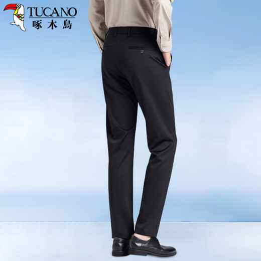 Woodpecker (TUCANO) casual pants men's mulberry silk business elastic slim versatile formal suit pants breathable long pants men's black 32