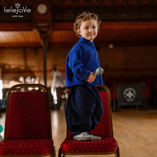 LELE JOVE children's unisex shirt 2026 spring new baby colorful polka dot shirt comfortable and loose mixed autumn yellow 80 cm