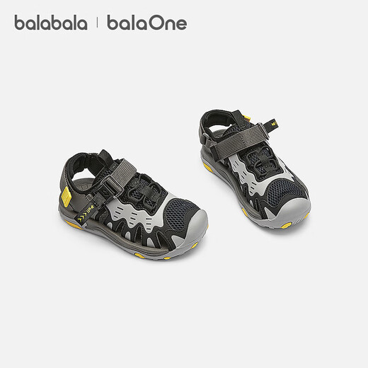 BALABALA balaOne children's shoes, children's sandals, boys' and girls' sports shoes, 2026 summer new outdoor shoes, gray and black tone 00429 30 (foot length 18.3-18.7/inner length 19.6)