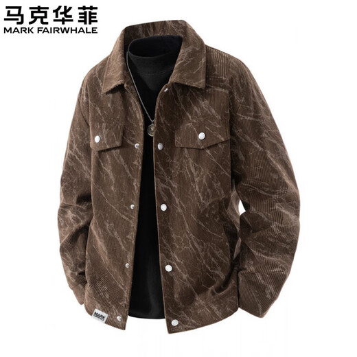 MARK FAIRWHALE Corduroy Men's Jacket Spring and Autumn 2026 New Lapel Workwear Top Casual Versatile Jacket Men's Light Khaki L30 Style 2XL