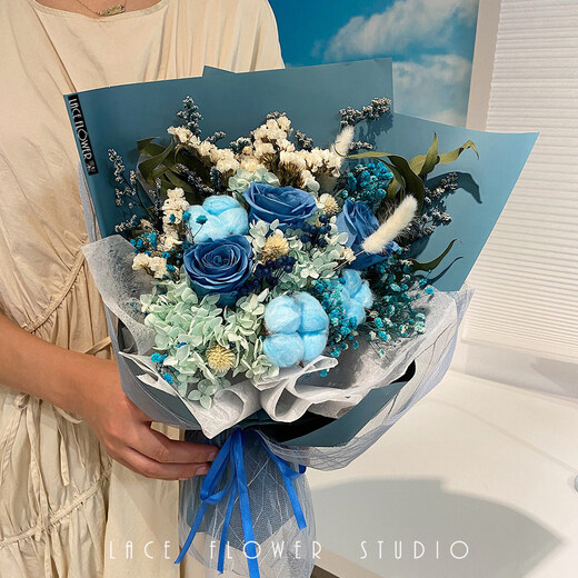 Korean-style pink rose everlasting flower dried flower bouquet for best friend’s birthday gift Mother’s Day gift box girlfriend Shanghai Pink rose everlasting flower large hand holding height nearly 60cm