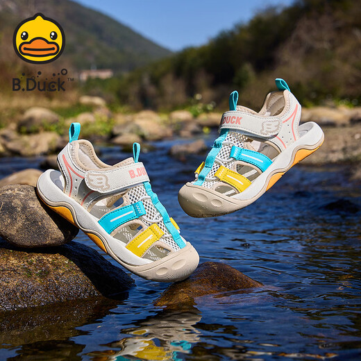 B.Duck little yellow duck children's sandals summer toddlers children's Baotou anti-collision river shoes boys and girls sports beach shoes