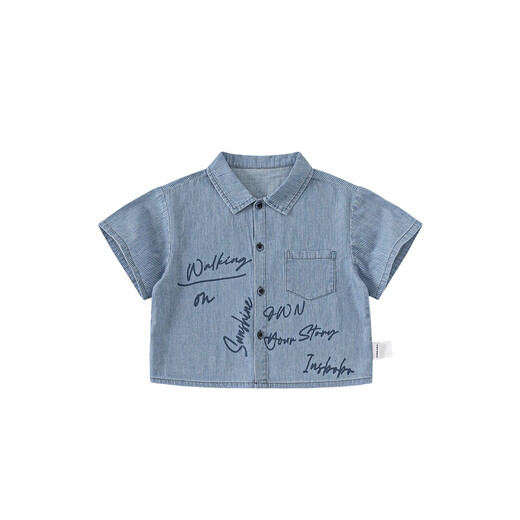 INSBOBO Boys' Shirts 2026 Summer New Children's Denim Shirts Boy's Good-looking Western Style Children's Clothes Summer Clothes Denim Stripes 80