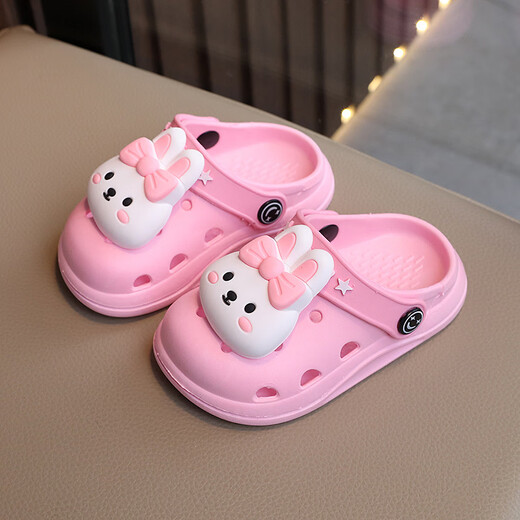 G.duck Little Yellow Duck Summer Cute Cartoon Breathable Anti-slip Children's Croc Shoes Baotou Dual-Purpose Household Men's and Women's Children's Slippers Pink 18-19 Sizes Inner Length 11.5CM