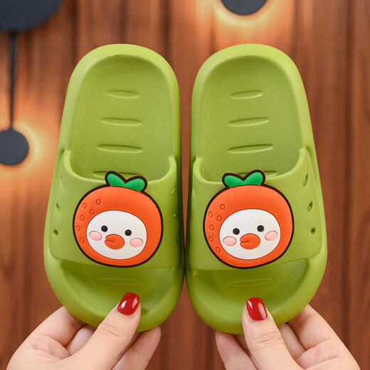 Fat Donglai purchases non-slip slippers and sandals for boys, girls and children to wear outdoors, green size 22-23_inner length 14cm