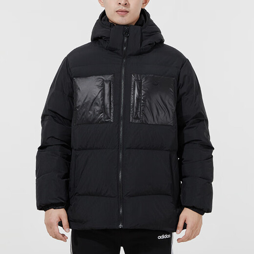 阿迪达斯（adidas）新款三叶草羽绒服男装秋冬季运动服加厚保暖防风宽松学生外套 H13564黑色 XS