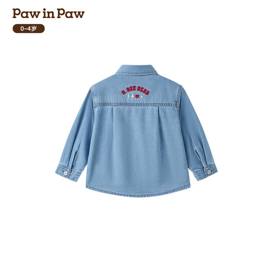 PawinPaw Cartoon Bear Children's Wear 25th Autumn Baby Boy Denim Shirt Indigo 110