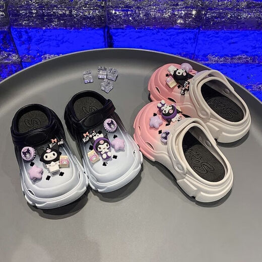 Qisiman Kinderschuhe für Mädchen Gradientenloch Schuhe Sommer 2024 Kulomi Girls Beach Bag Sandalen Nicht rutschende Eltern-Kind-Upgrade Weiß Pink 30 innere Länge 195 cm