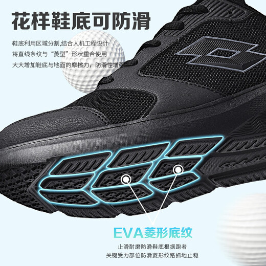 Lotto Running Shoes New Mesh Mesh transpirable suave y liviano Fitness Fitness Sports Sports Men 1096 Negro 42