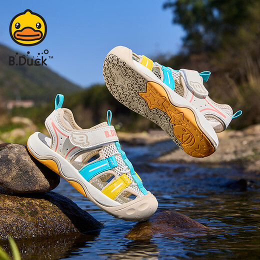 B.Duck little yellow duck children's sandals summer toddlers children's Baotou anti-collision river shoes boys and girls sports beach shoes