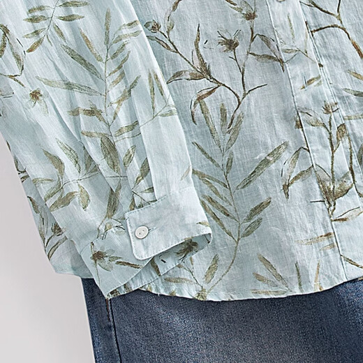 Cypress Lapel Printed Shirt Women's 2026 Spring New Ramie Retro Loose Mid-Length Elegant Shirt