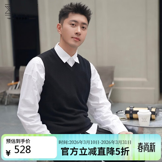 EMZEMZ Ordos Antistatic Wool Cashmere Autumn and Winter Men's Pullover Cardigan Sweater V-neck Warm Vest