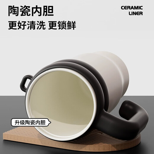 Vanow Big Mac High-Perfect Thermos Cup Damen Frauen mit großer Kapazität Strohhalm Keramik Innerer Liner Ice Water Cup Customized Cheese Snow Deckung 1050 ml (Keramik Innenauskleidung)