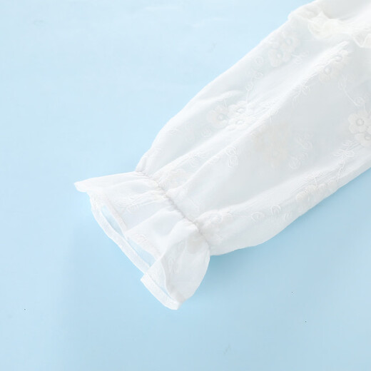 Montagut girls' spring and autumn loose long-sleeved shirt, medium and large children's skin-friendly breathable French jacquard embroidery front ruffle top