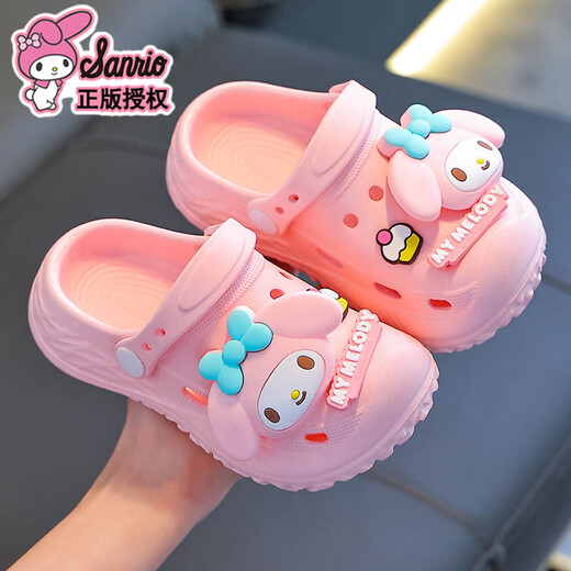Benbenzhu Children's Sandals Girls Summer Cartoon Cute Non-Slip Indoor Bath Soft Soled Slippers Parent-child Baby Croc Shoes Purple Kuromi (Upgraded Eco-Friendly Material) Size 12 32/33 (Shoe Inner Length 20CM Suitable for Foot Length 19CM)