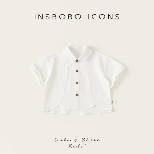 INSBOBO boys' shirts summer new style 2026 children's shirts for boys, fashionable and good-looking children's clothing summer clothes trendy white 120