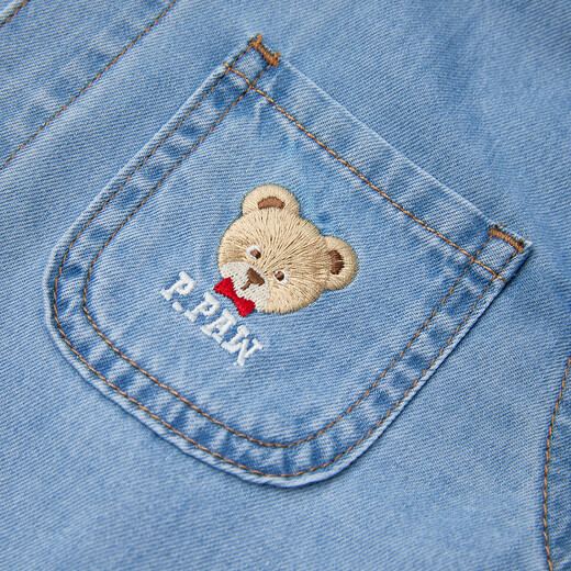 PawinPaw Cartoon Bear Children's Wear 25th Autumn Baby Boy Denim Shirt Indigo 110