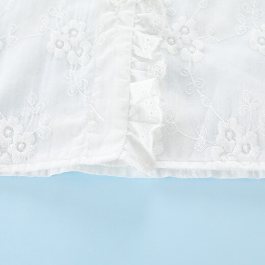 Montagut girls' spring and autumn loose long-sleeved shirt, medium and large children's skin-friendly breathable French jacquard embroidery front ruffle top