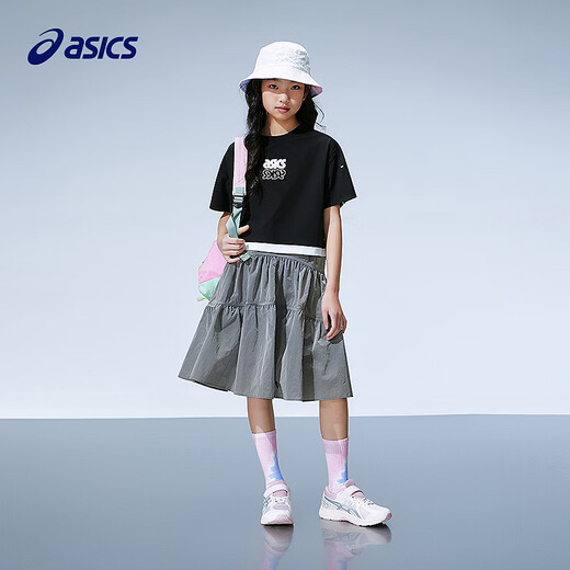 ASICS shopping mall same style children's 26 summer girls loose fit long skirt soft 9016 silver tone 160