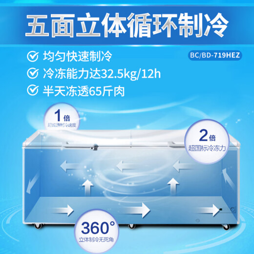 海尔（Haier）冰柜家用大容量全冷冻冷藏转换能效节能省电单温卧式冷柜商用大型零下水产海鲜牛羊肉超低温保鲜柜 719升 零下-38度PCM内胆700升以上1米9