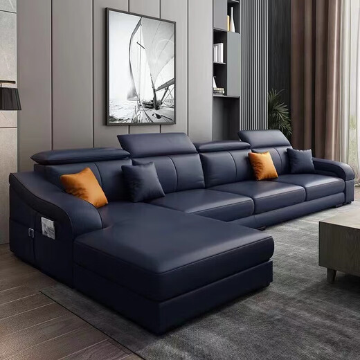 Italian corner leather art sofa modern minimalist living room household minimalist imperial concubine three or four person size apartment combination cat scratch leather sponge style three person 216cm straight sofa