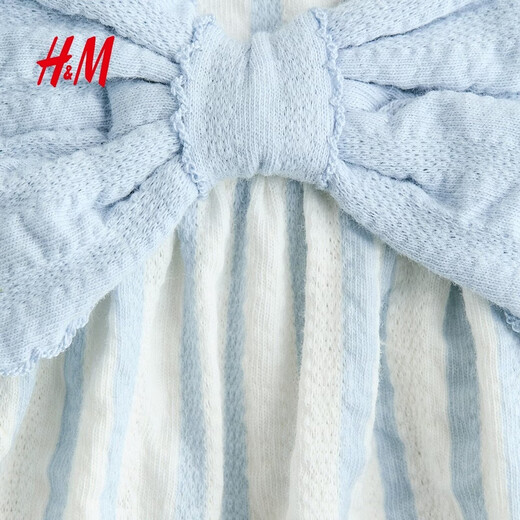 H&M Children's Clothing Baby Girls Skirt 2026 Spring New Bow Decorated Cotton Dress Princess Skirt 1335848 White/Light Blue Stripes 110 110/56 (3-4Y)
