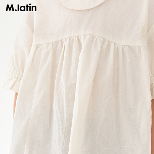Ma Latin children girls petal short-sleeved shirt cream white 130