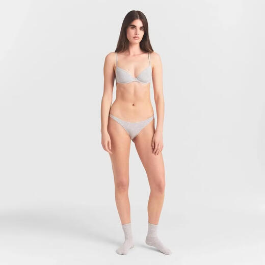 SKIMS women's bra push-up seamless cotton thin daily sleep bra simple light heather gray one size |40