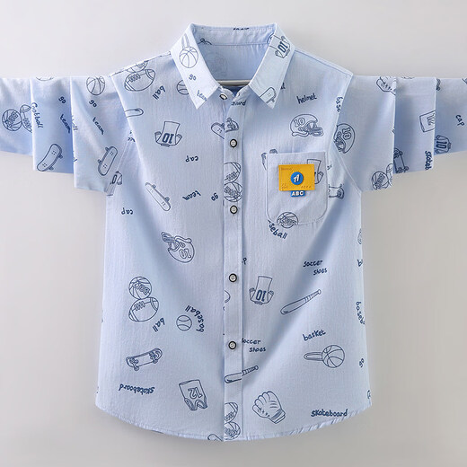 G.duck boys pure cotton long-sleeved shirt spring and autumn thin children's clothing children's 2026 new autumn clothing autumn boys' shirt jacket blue 120 cm