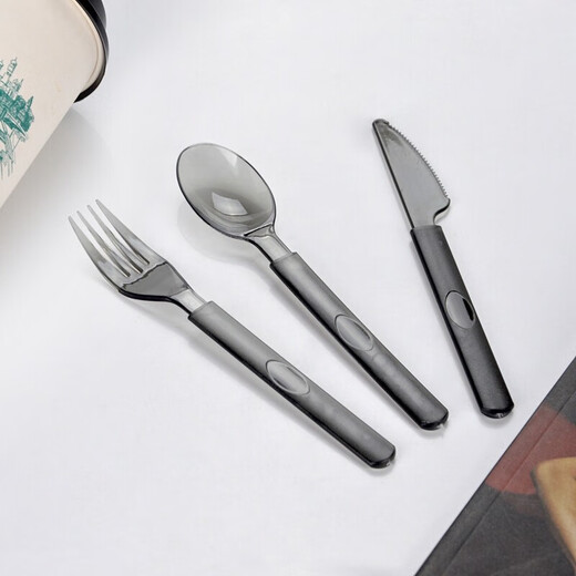 Shenfu disposable spoon single individually packaged thickened long handle plastic rice spoon western tableware table spoon spoon single package 100 gray spoon