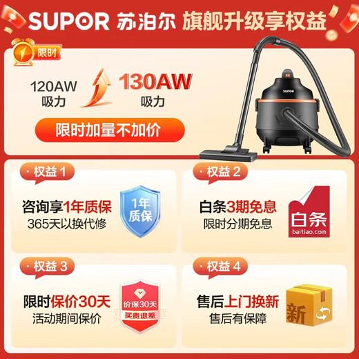 SUPOR New Year's gift bucket vacuum cleaner household high-power land reclamation cleaning special strong high-suction industrial dry and wet blowing vacuum cleaner 15L large capacity 70S