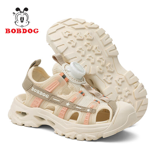BOBDOG children's shoes children's sandals Baotou soft sole non-slip sports boys' sandals medium and large children's shoes breathable boys' beach shoes LY919K rice noodles 30 shoe inner length 19cm