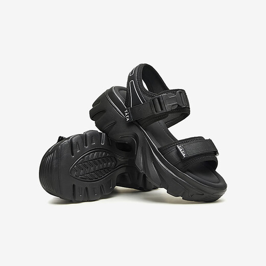 Tata casual sandalias de suela gruesas zapatos para mujeres de moda sandalias de playa suaves de estilo verano WL701BL4 Negro 36