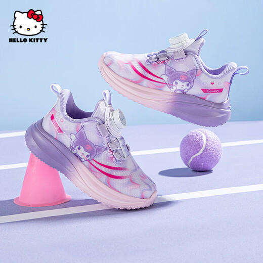 Hello Kitty children's shoes, girls' sports shoes, Kuromi twist-button running shoes, children's breathable lightweight sports shoes 6906 purple 26