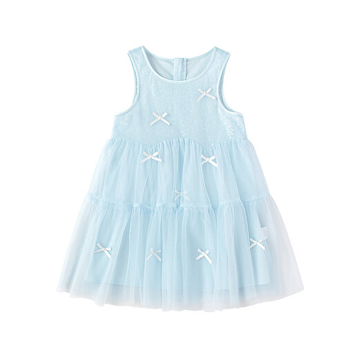 Balabala Girls Skirt Children's Dress 2026 New Summer Sleeveless Vest Skirt Princess Mesh Sweet Blue Tone 00388 90