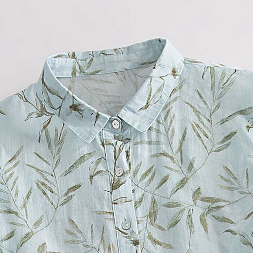 Cypress Lapel Printed Shirt Women's 2026 Spring New Ramie Retro Loose Mid-Length Elegant Shirt