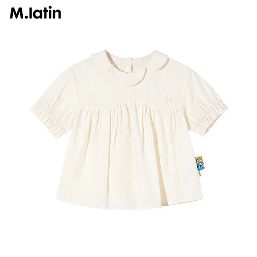 Ma Latin children girls petal short-sleeved shirt cream white 130
