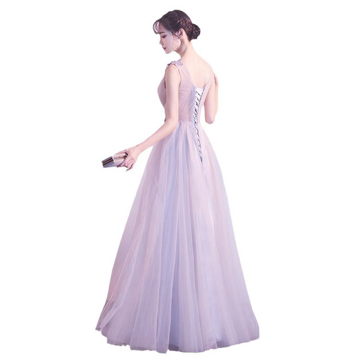 Mofu Bridesmaid Dress 2026 Light Luxury Niche Western Style Host Evening Dress Skirt Women Can Wear Atmospheric Champagne Color Long XS