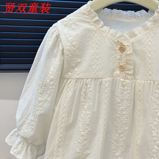 Disney (Disney) forest style girls spring and autumn long-sleeved shirt, fashionable top, embroidered floral single shirt 100