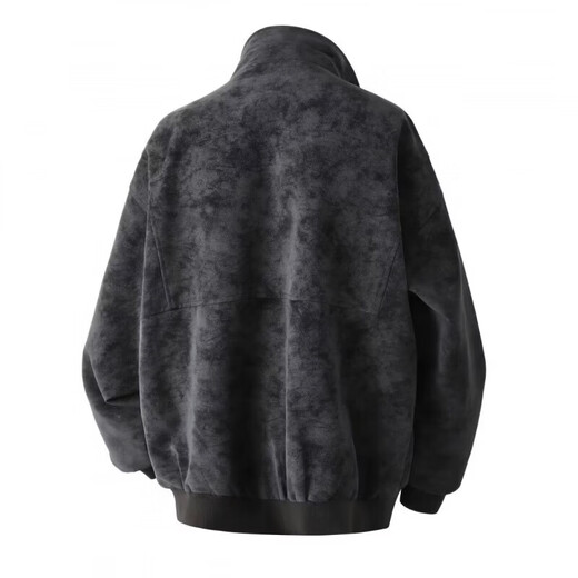 American retro leather jacket for men 2026 new tie-dye jacket spring loose stand-up collar handsome motorcycle jacket for men light gray M