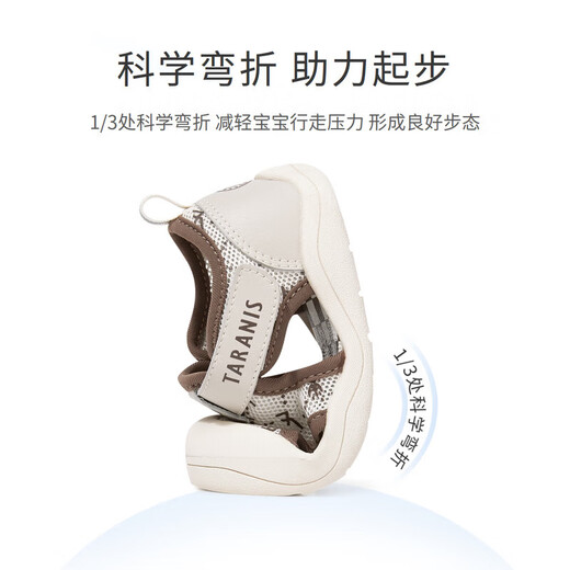Terranis children's shoes summer new style hollow breathable children's sandals Baotou non-slip soft bottom boys' sandals apricot 23 suitable for feet 14.0cm long