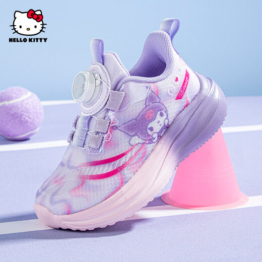 Hello Kitty children's shoes, girls' sports shoes, Kuromi twist-button running shoes, children's breathable lightweight sports shoes 6906 purple 26