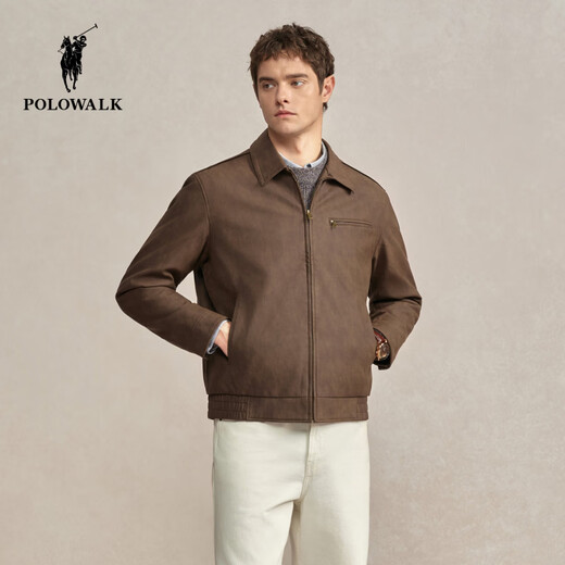 Men's 2025 Winter New Men's Retro Commuting Lapel Velvet Zipper PU Leather Jacket Red Brown M 170_